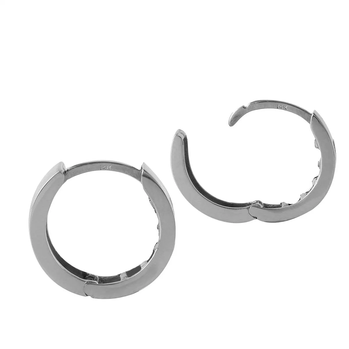 0.85 Carat 14K Solid White Gold Hoop Huggie Earrings Aquamarine