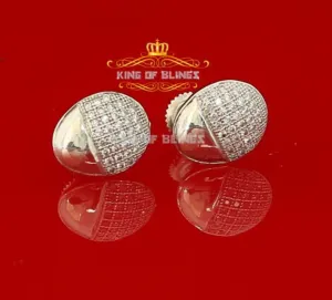10k White Gold Finish With Lab Created Diamond Men's Stud Silver Earrings