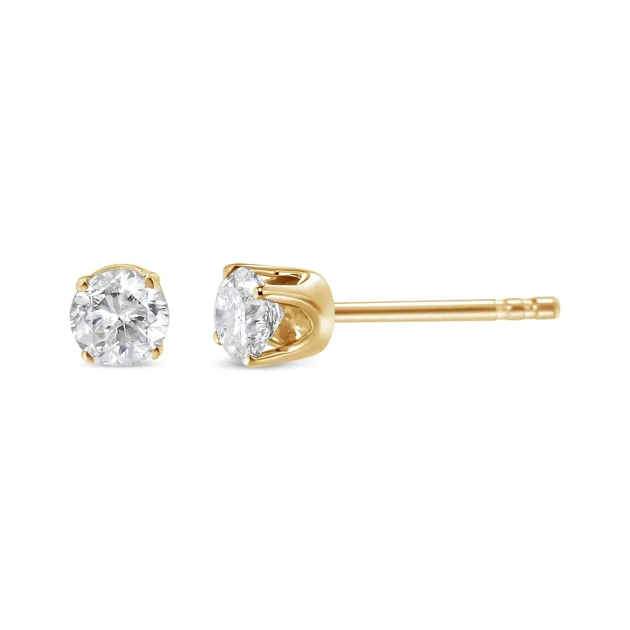10K Yellow Gold over .925 Sterling Silver 1/6 Cttw Round Brilliant-Cut Diamond Classic 4-Prong Stud Earrings (K-L Color, I2-I3 Clarity)