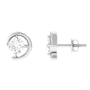 1/2 CT Certified Zircon Solitaire Stud Earrings in Prong Setting
