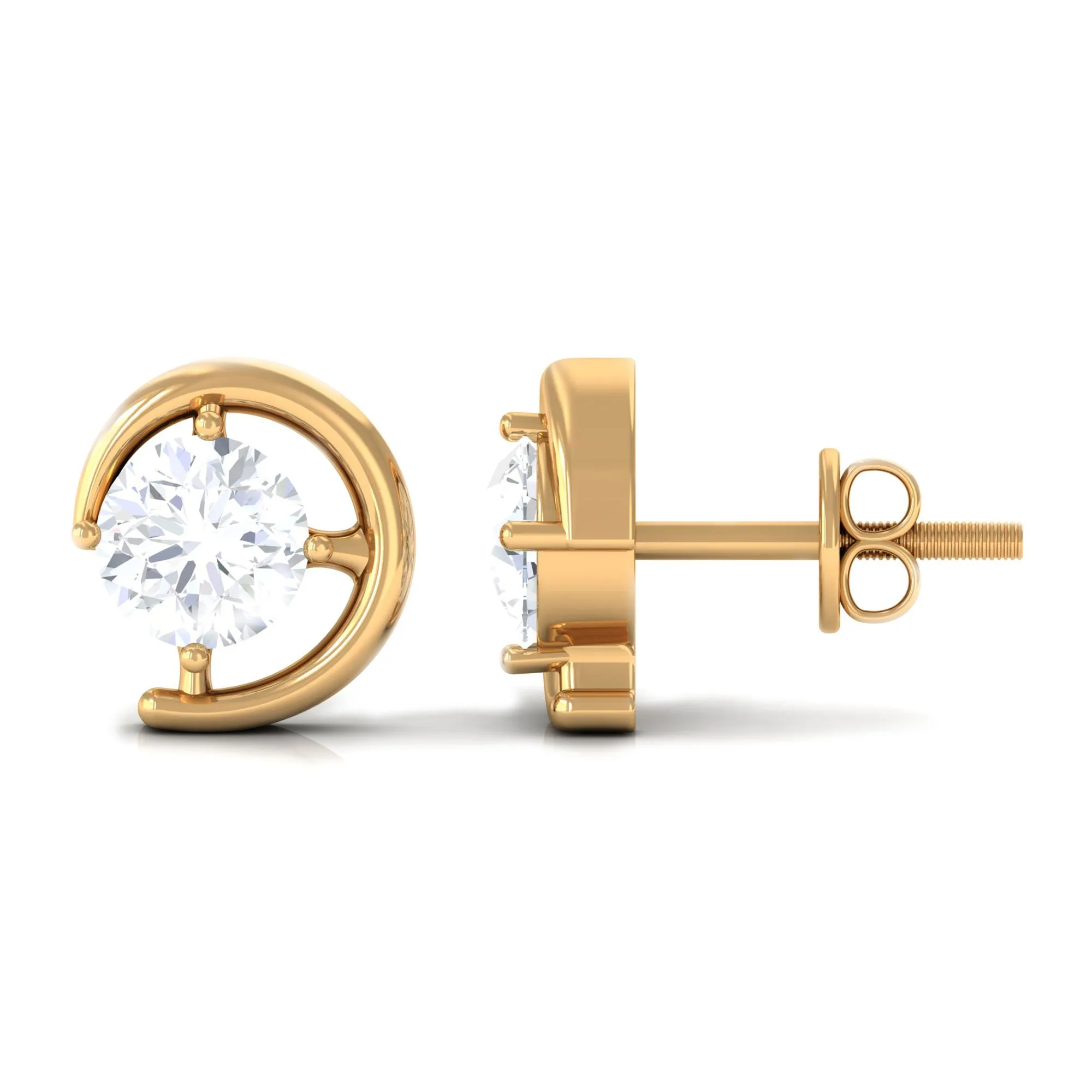 1/2 CT Certified Zircon Solitaire Stud Earrings in Prong Setting