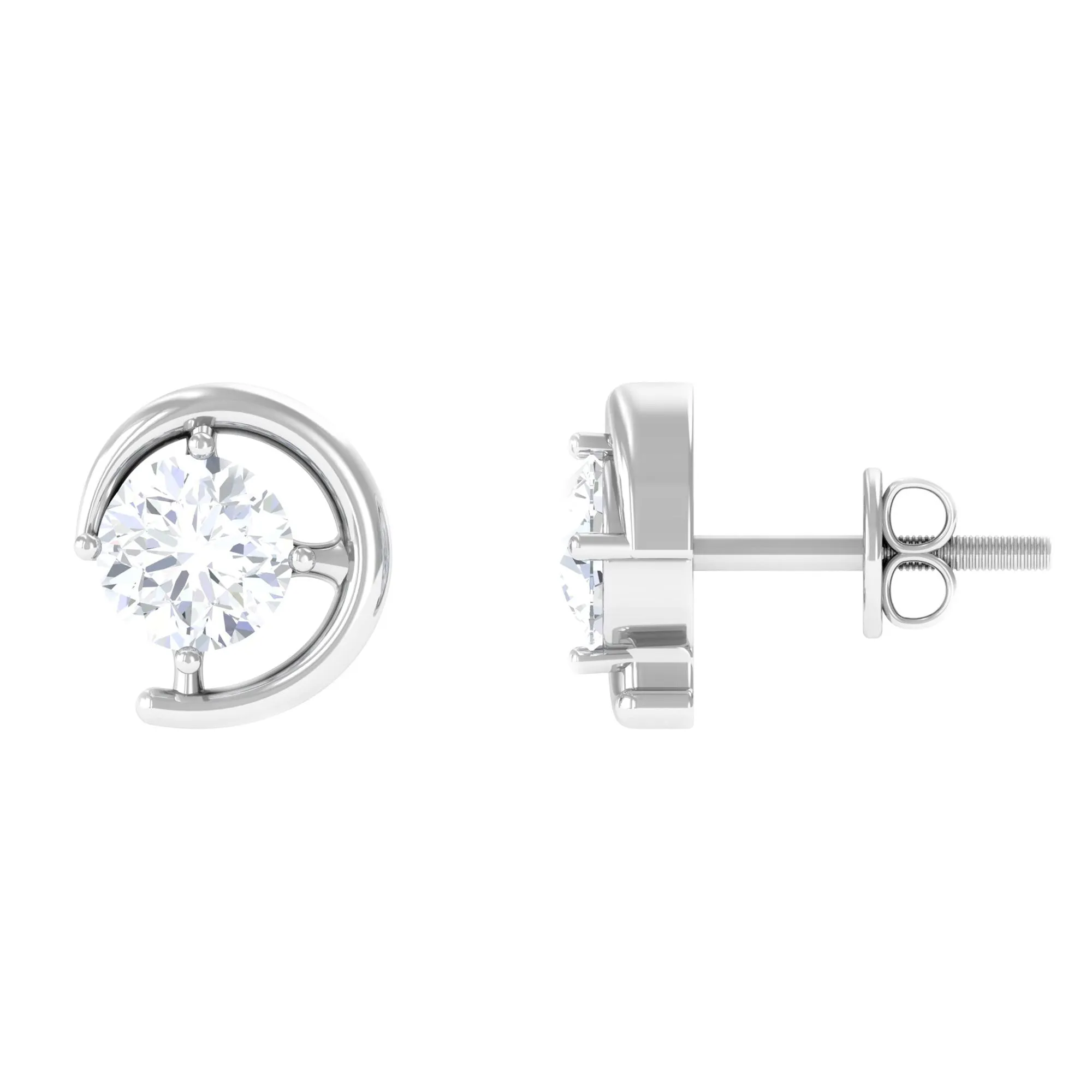 1/2 CT Certified Zircon Solitaire Stud Earrings in Prong Setting