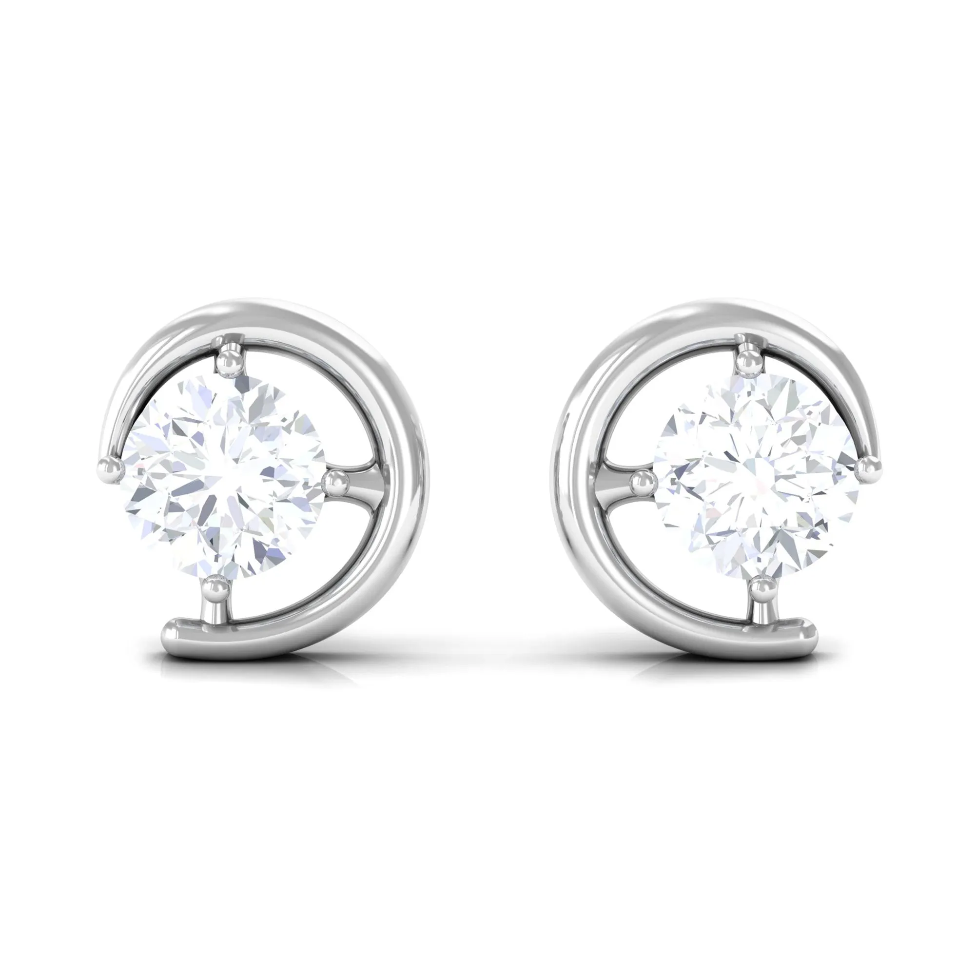 1/2 CT Certified Zircon Solitaire Stud Earrings in Prong Setting