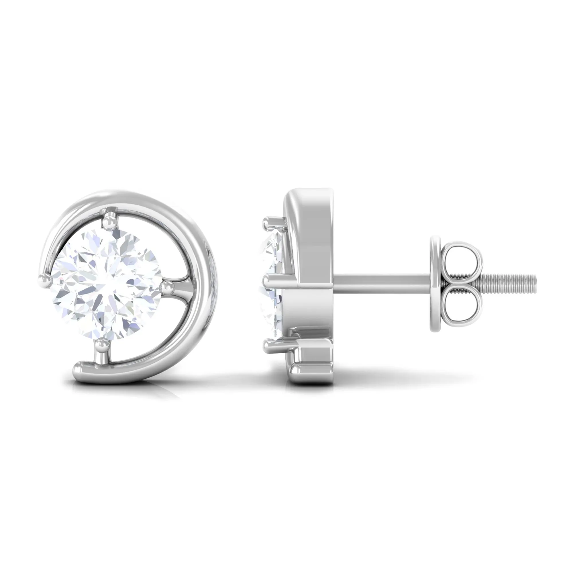 1/2 CT Certified Zircon Solitaire Stud Earrings in Prong Setting