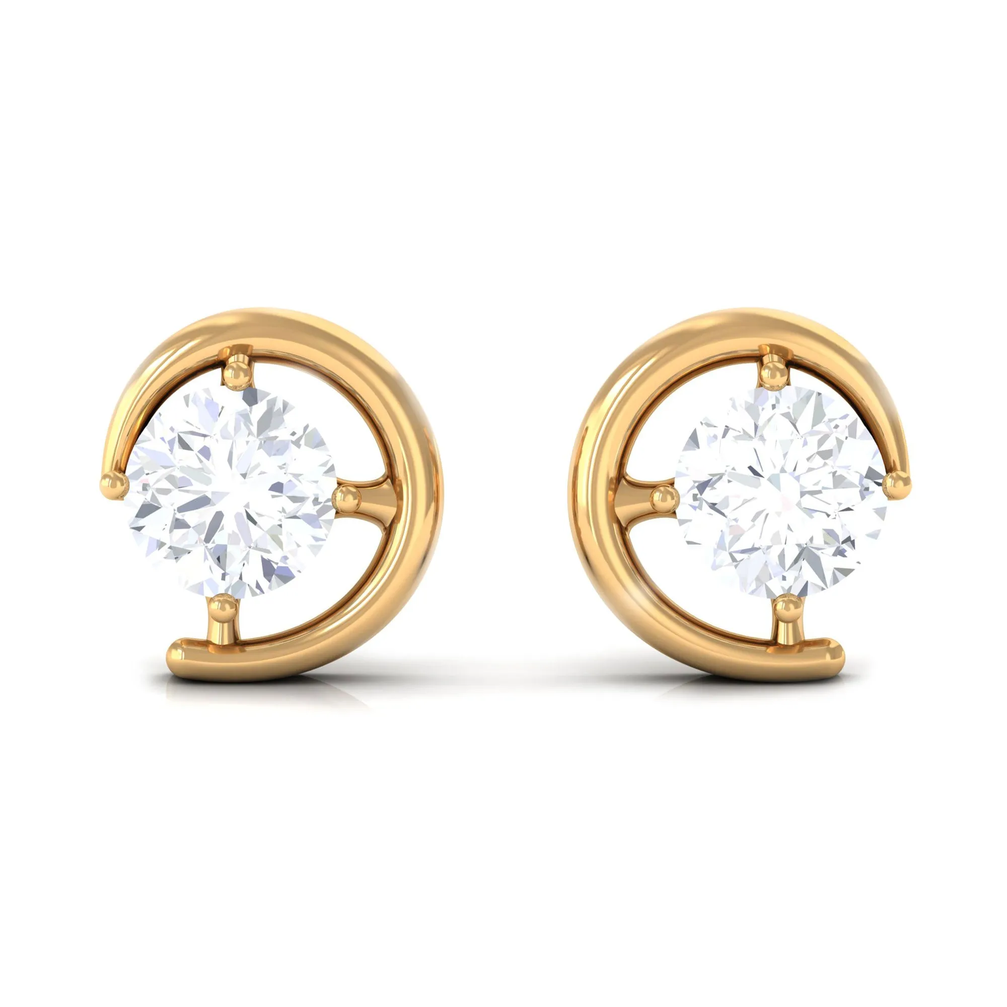1/2 CT Certified Zircon Solitaire Stud Earrings in Prong Setting
