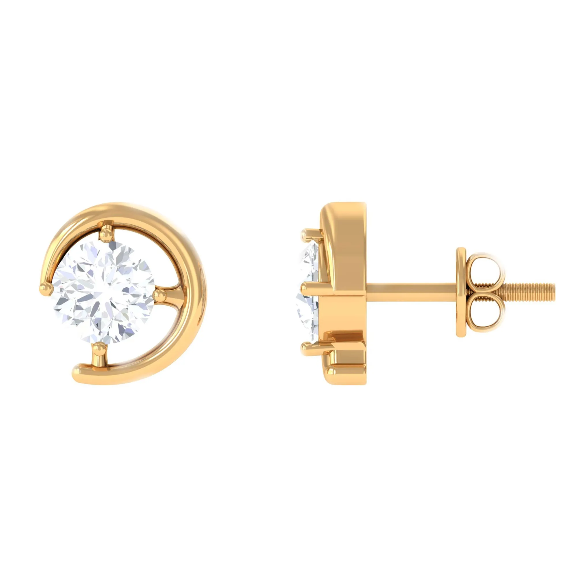 1/2 CT Certified Zircon Solitaire Stud Earrings in Prong Setting