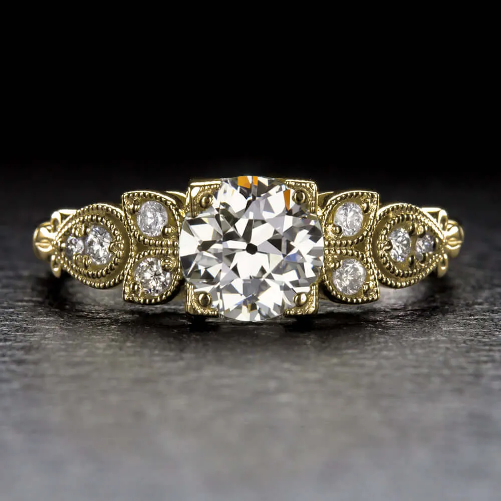 1.24ct GIA CERTIFIED OLD EUROPEAN CUT DIAMOND ENGAGEMENT RING VINTAGE INSPIRED