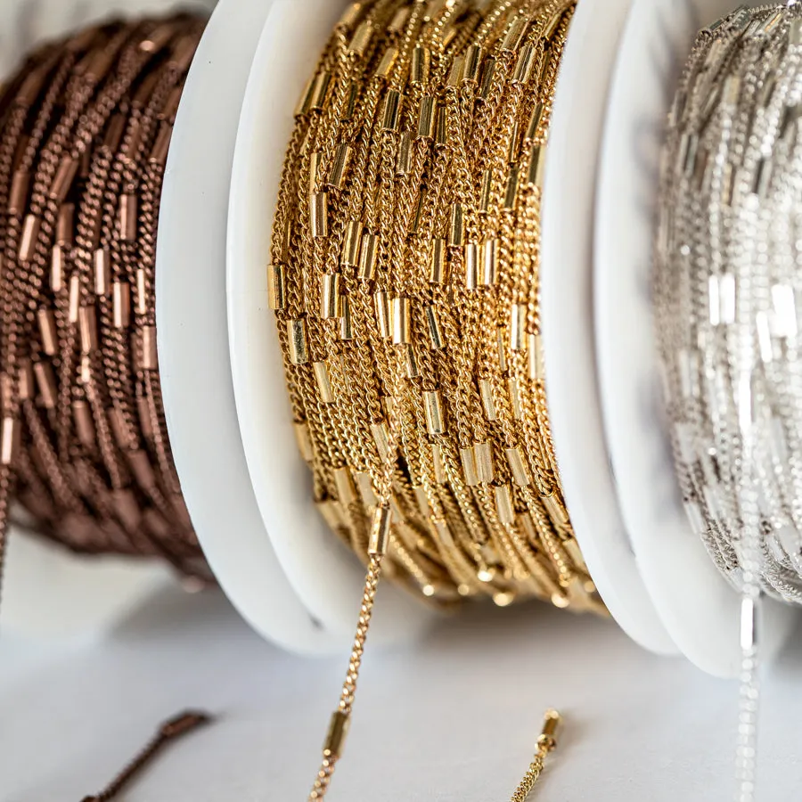1.2mm Satellite Curb Chain - Gold