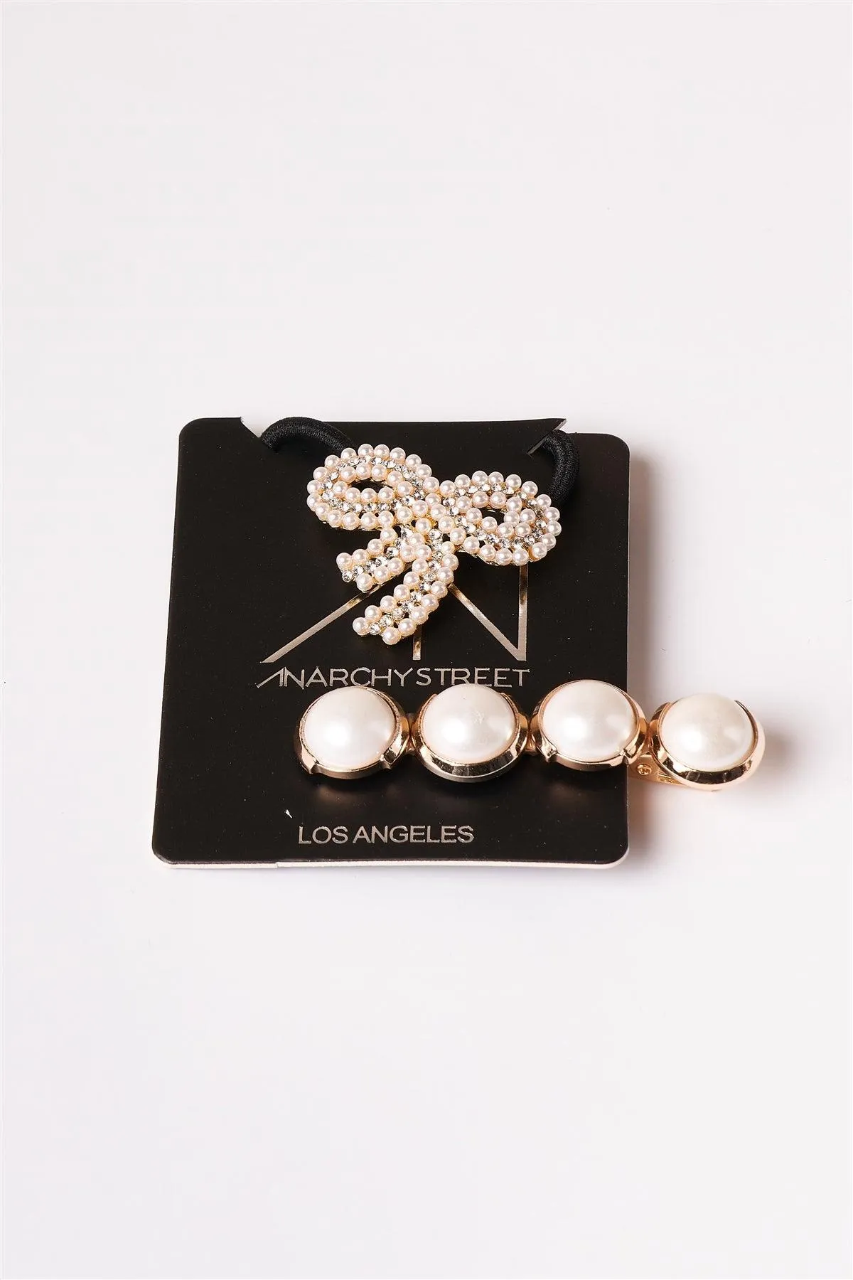 12pcs Pearl Bow Tie Pony Tail Gold Pearl Barrette
