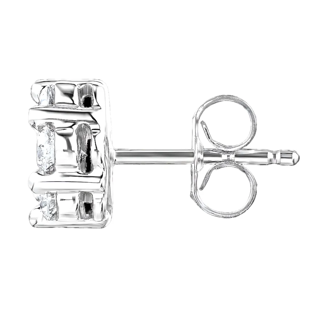1/3ctw Flower Diamond Cluster Stud Earrings