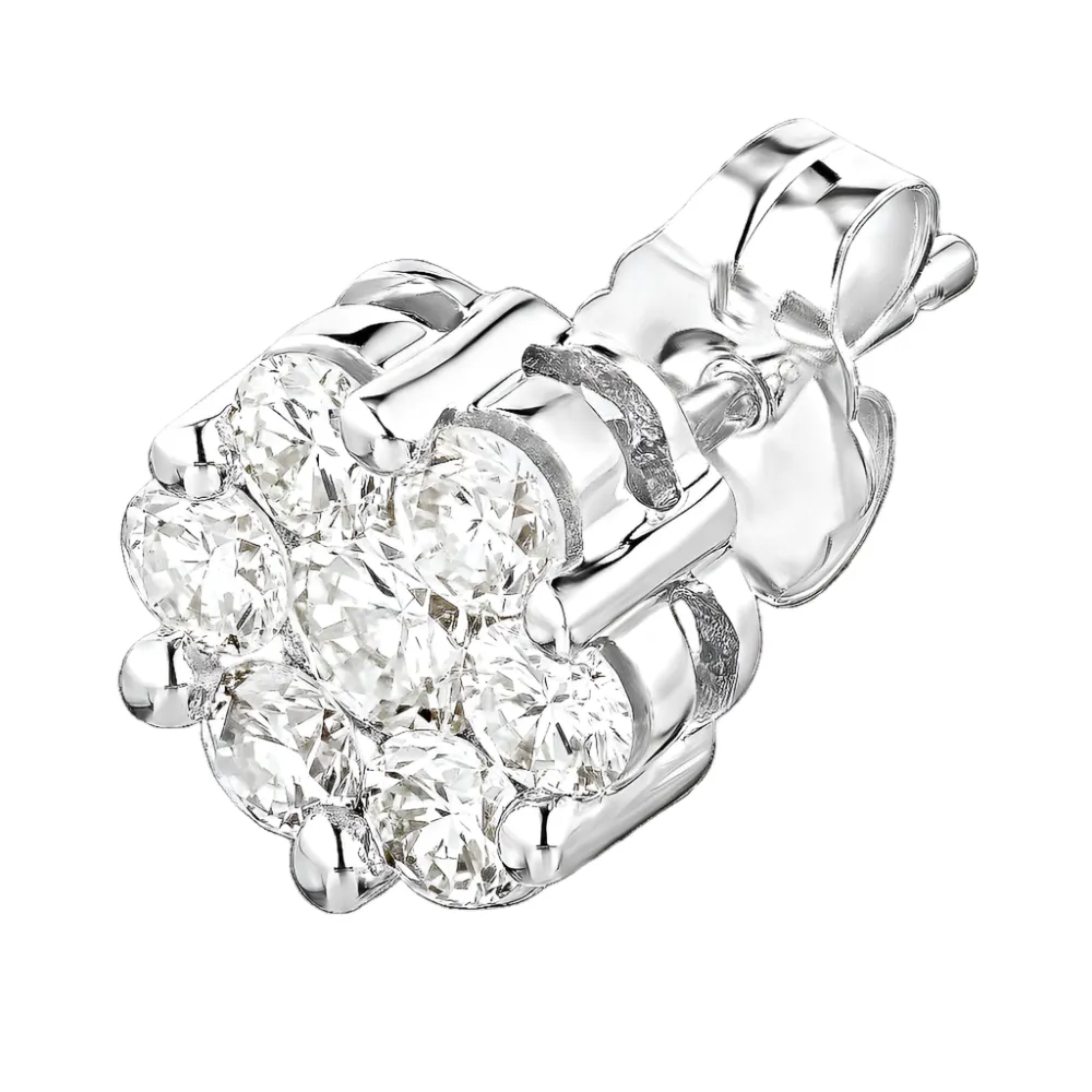 1/3ctw Flower Diamond Cluster Stud Earrings