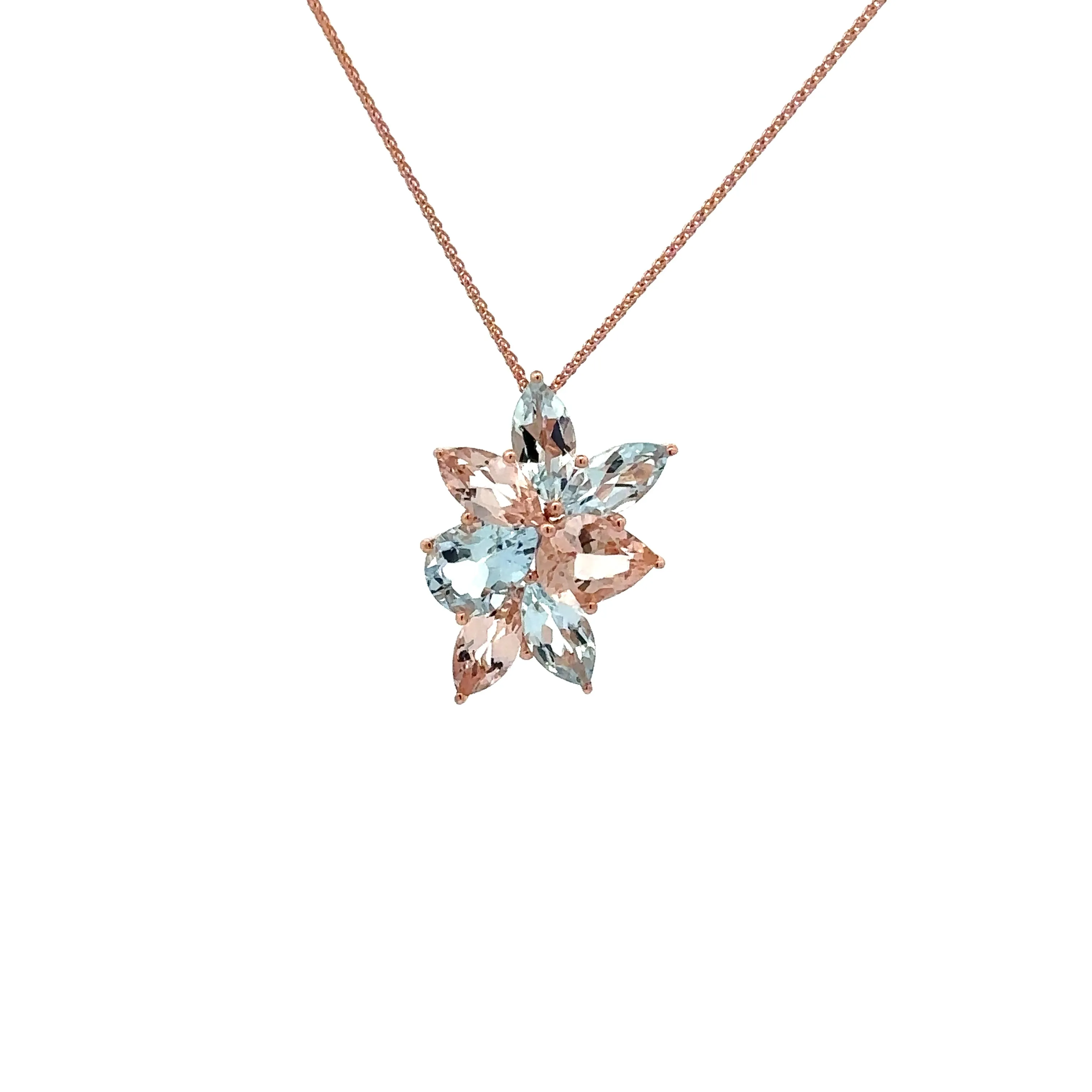 14 Karat Rosé Cluster Gemstone Pendant