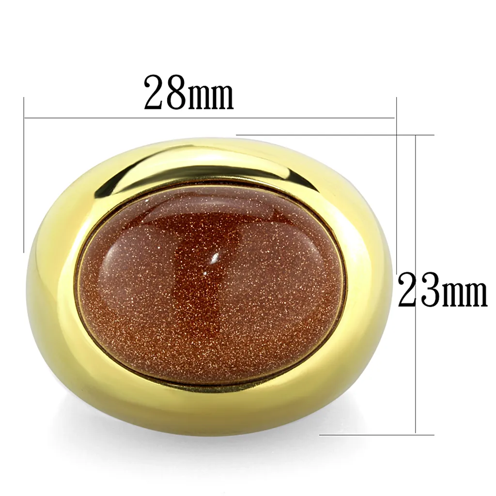 14K Gold Ion Plated Stainless Steel Synthetic Twinkling Cocktail Fashion Ring Size 5-10