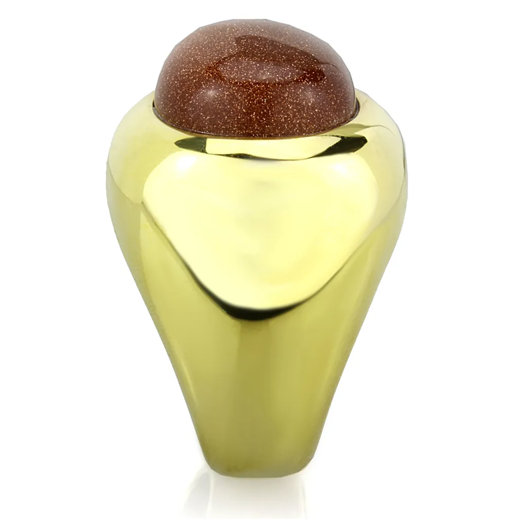 14K Gold Ion Plated Stainless Steel Synthetic Twinkling Cocktail Fashion Ring Size 5-10