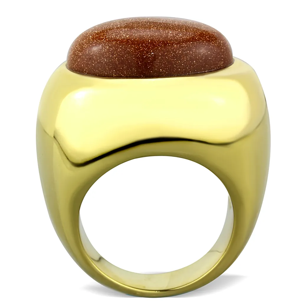 14K Gold Ion Plated Stainless Steel Synthetic Twinkling Cocktail Fashion Ring Size 5-10