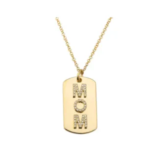 14k Mom Tag Necklace- In Stock