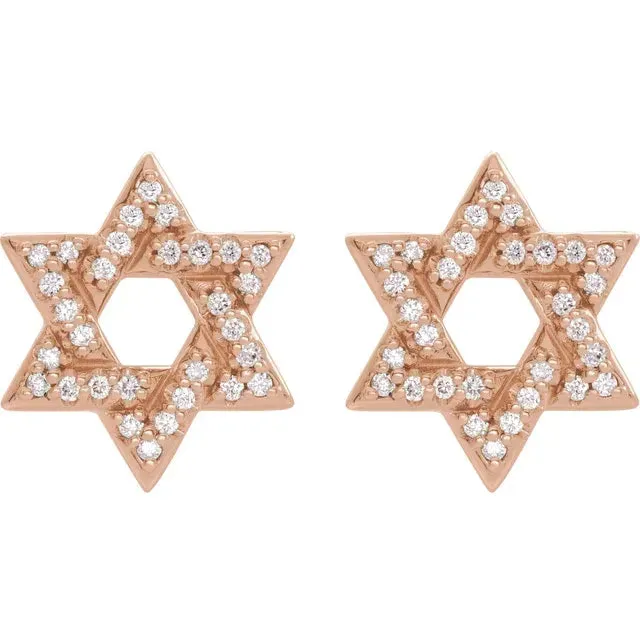 14K Rose Gold 1/8 CTW Natural Diamond Star of David Earrings