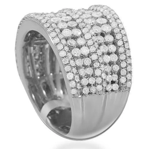 14K Solid White Gold Womens Diamond Cocktail Ring 2.10 Ctw