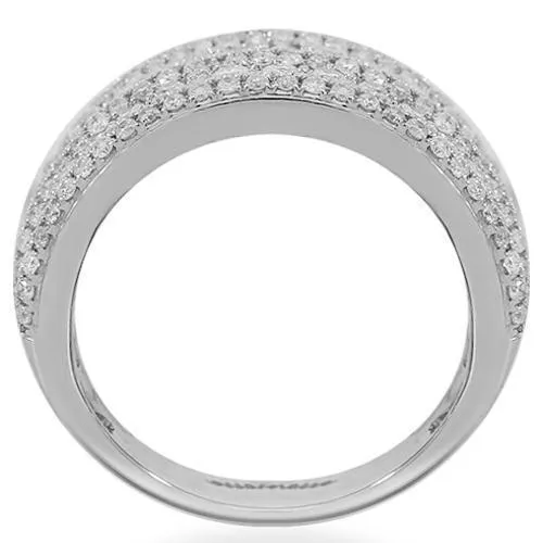 14K Solid White Gold Womens Diamond Cocktail Ring 2.10 Ctw