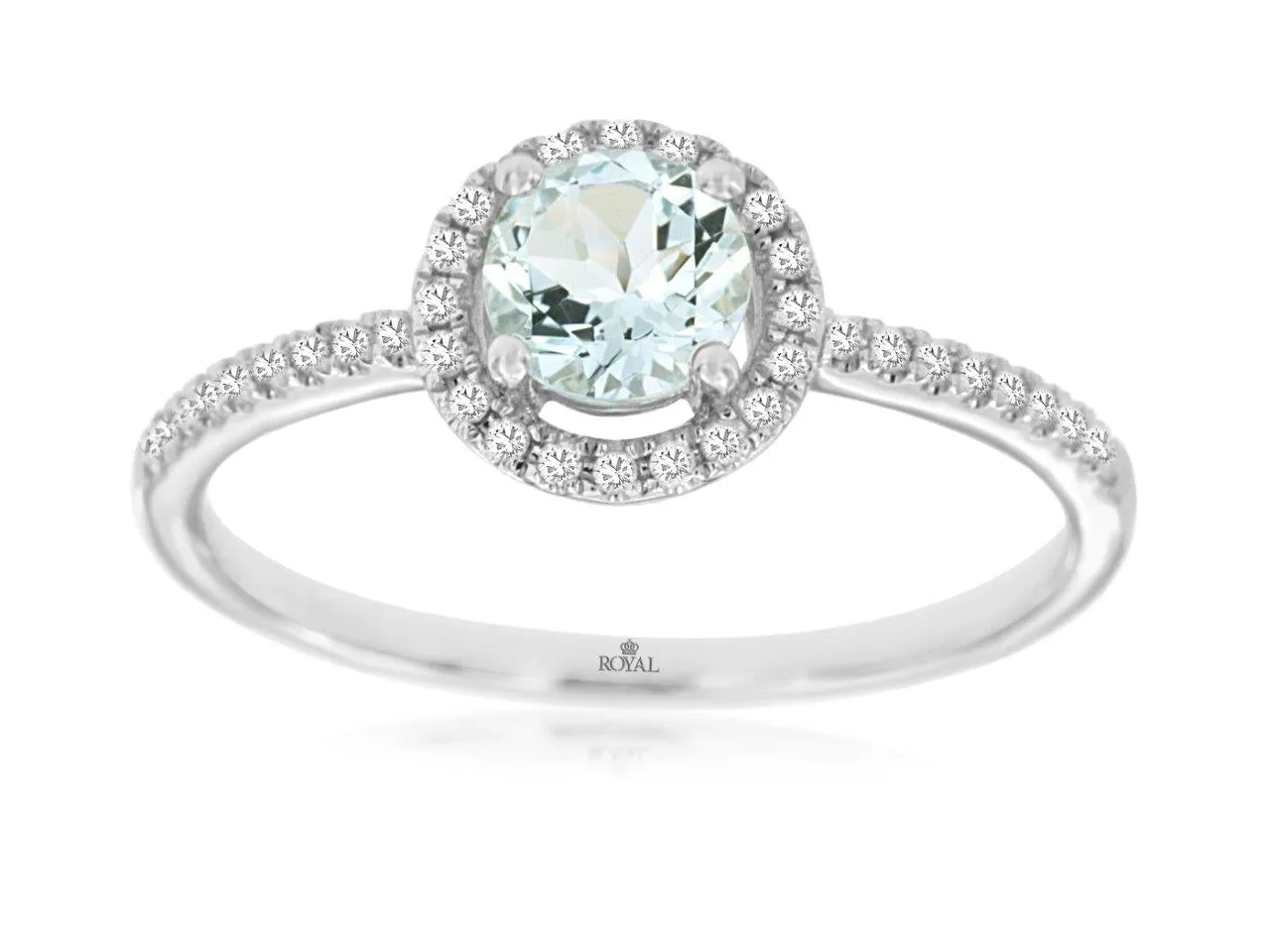 14K White Gold Aquamarine and Diamond Ring