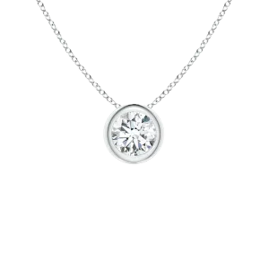 14K White Gold Bezel Set Diamond Necklace