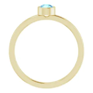 14K Yellow 4 mm Natural Aquamarine Ring