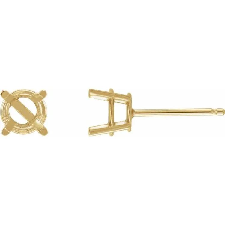 14K Yellow 5 mm Natural Blue Zircon Stud Earrings