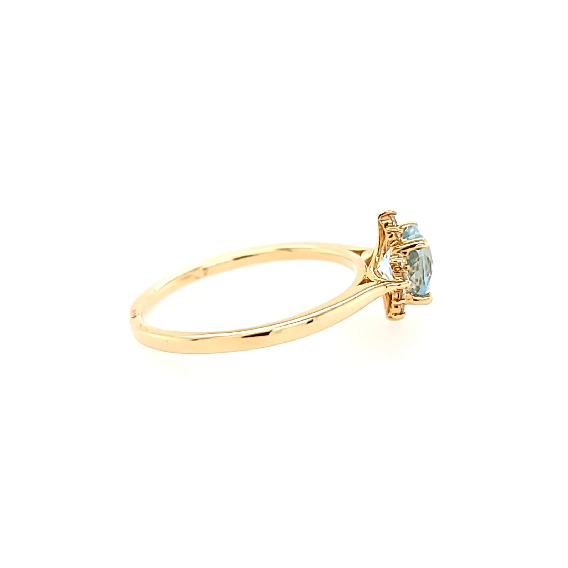 14k Yellow Gold Aquamarine & Diamond Ring (I7004)