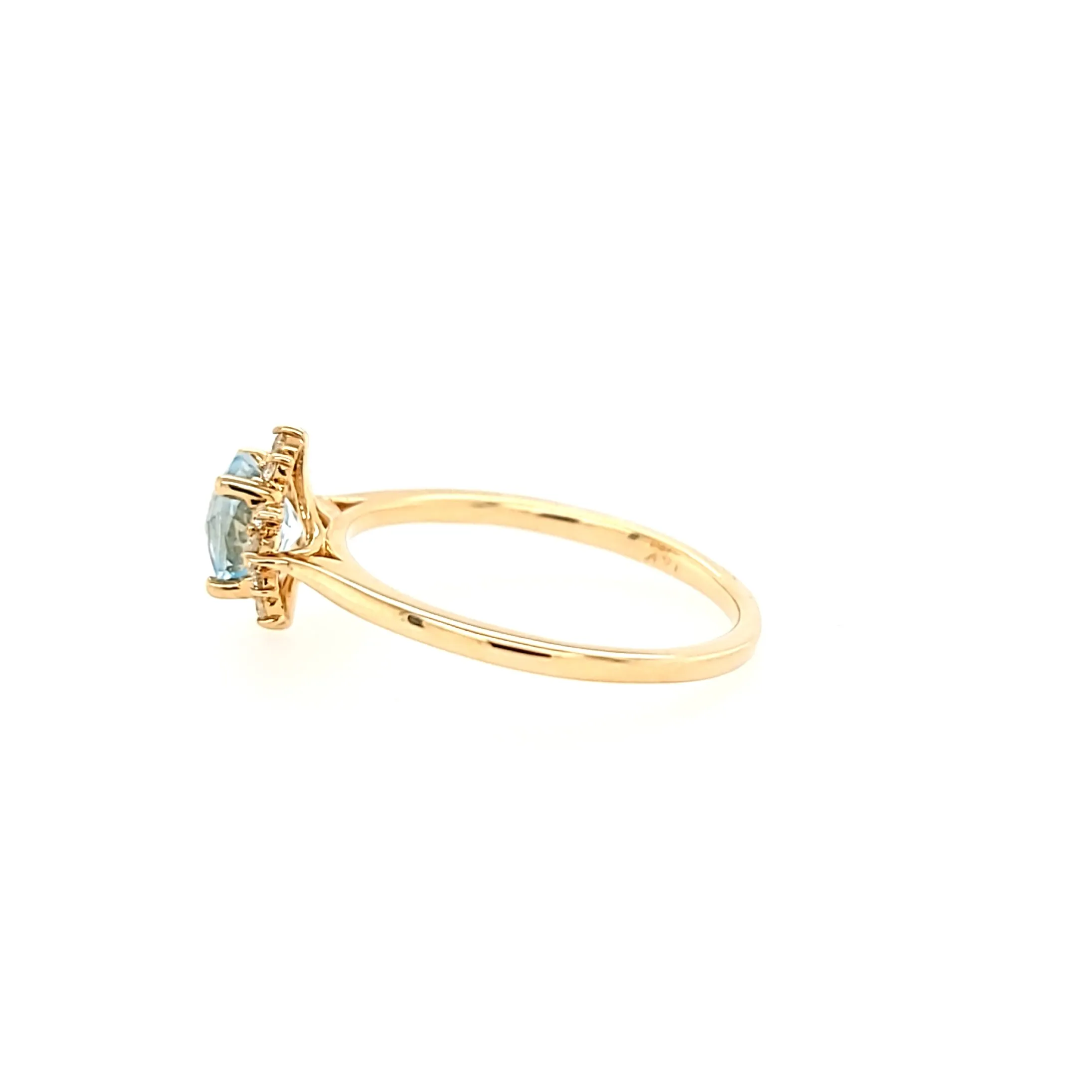 14k Yellow Gold Aquamarine & Diamond Ring (I7004)