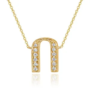 14K Yellow Gold Armenian Initial Diamond Necklace