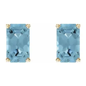 14K Yellow Natural Aquamarine Earrings