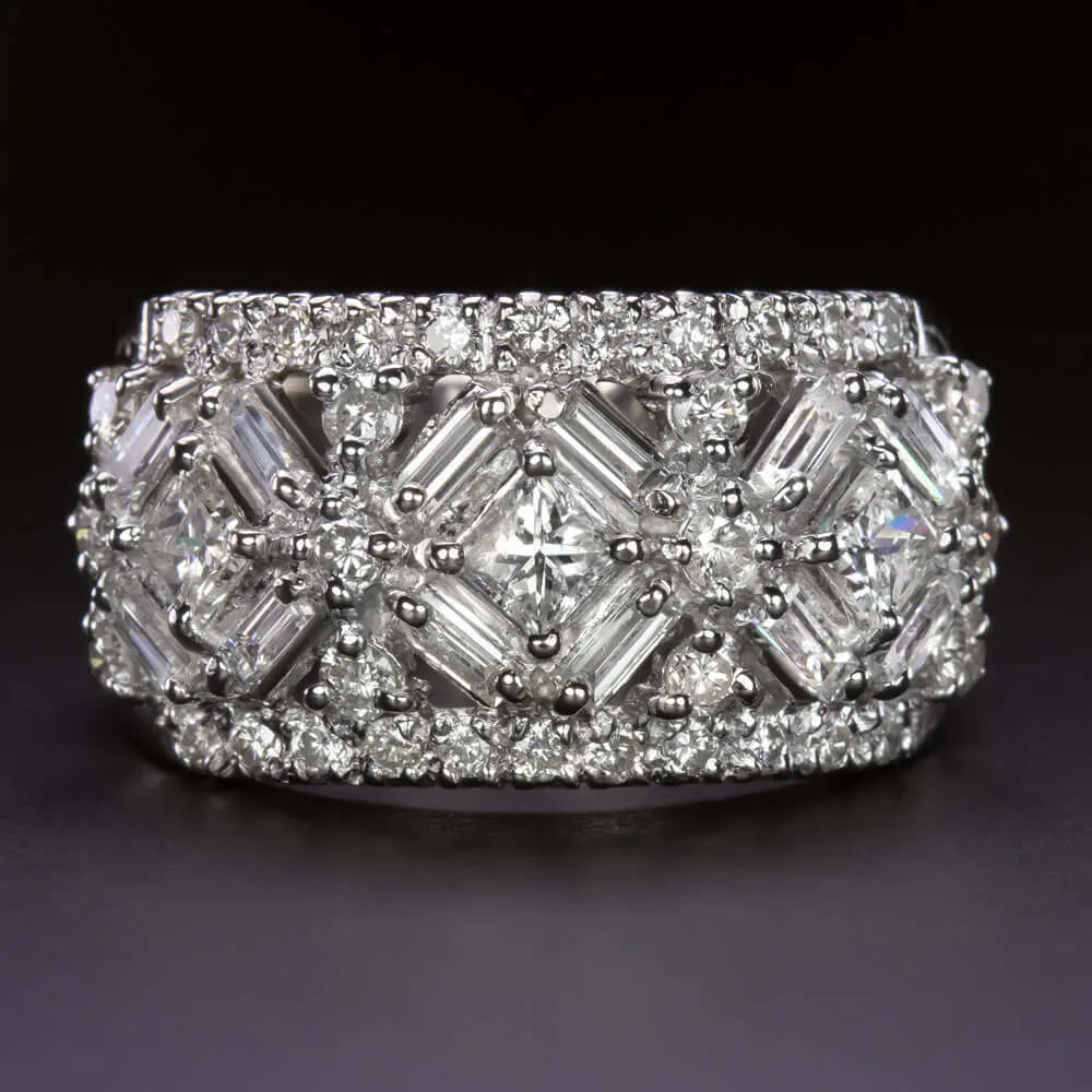 1.5 CARAT DIAMOND 11.4 GRAM PLATINUM COCKTAIL RING WIDE BAND NATURAL STATEMENT