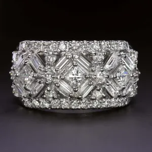 1.5 CARAT DIAMOND 11.4 GRAM PLATINUM COCKTAIL RING WIDE BAND NATURAL STATEMENT