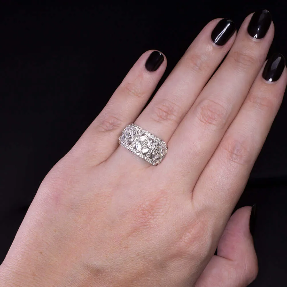 1.5 CARAT DIAMOND 11.4 GRAM PLATINUM COCKTAIL RING WIDE BAND NATURAL STATEMENT