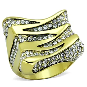 1.5 Ct Top Grade Crystal 14K Gold Plated Stainless Steel Cocktail Ring Sz 5-10
