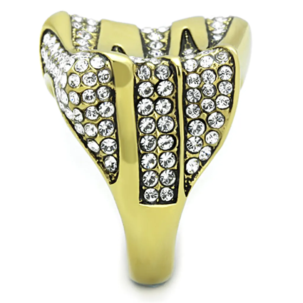 1.5 Ct Top Grade Crystal 14K Gold Plated Stainless Steel Cocktail Ring Sz 5-10
