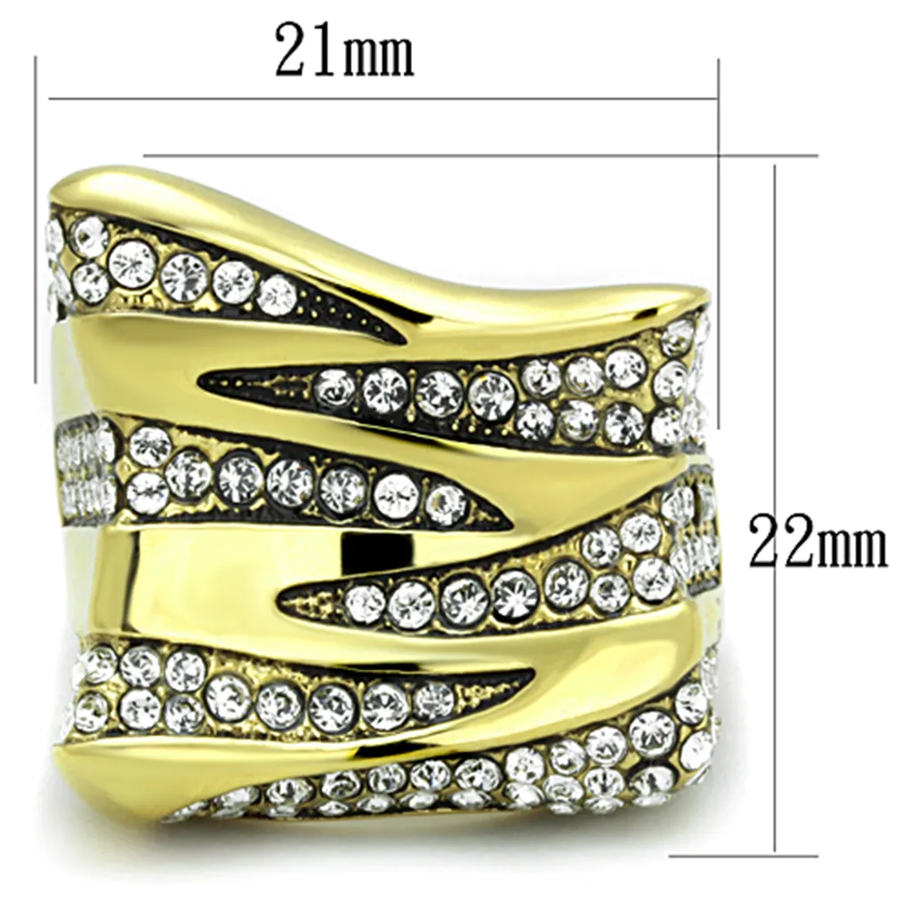 1.5 Ct Top Grade Crystal 14K Gold Plated Stainless Steel Cocktail Ring Sz 5-10