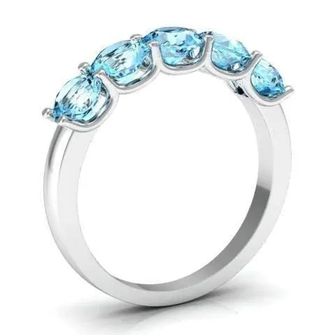 1.50cttw U Prong 5 Stone Aquamarine Band