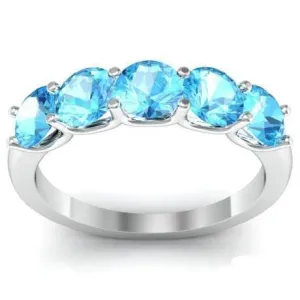 1.50cttw U Prong 5 Stone Aquamarine Band