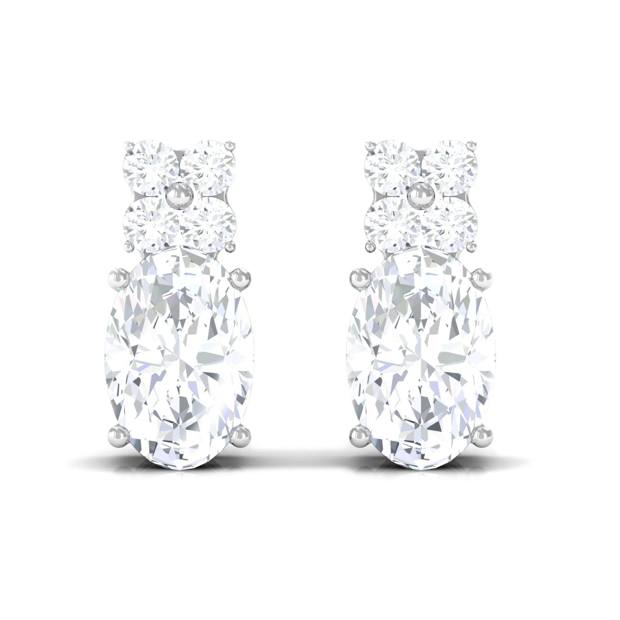 1.75 CT Certified Zircon Gold Stud Earrings in Prong Setting
