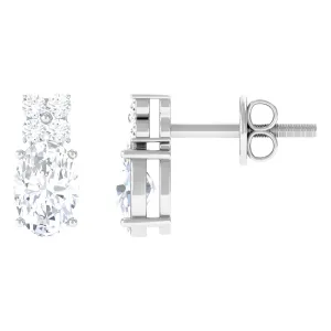 1.75 CT Certified Zircon Gold Stud Earrings in Prong Setting