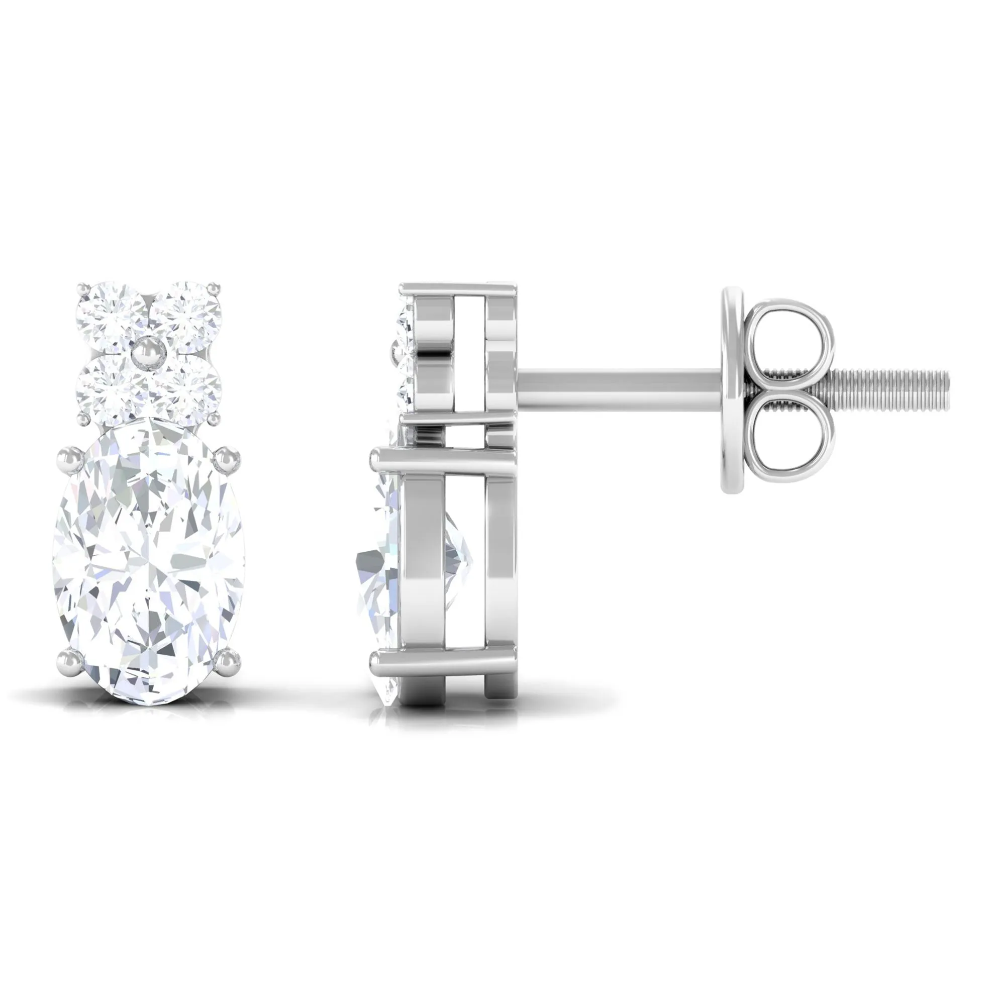 1.75 CT Certified Zircon Gold Stud Earrings in Prong Setting