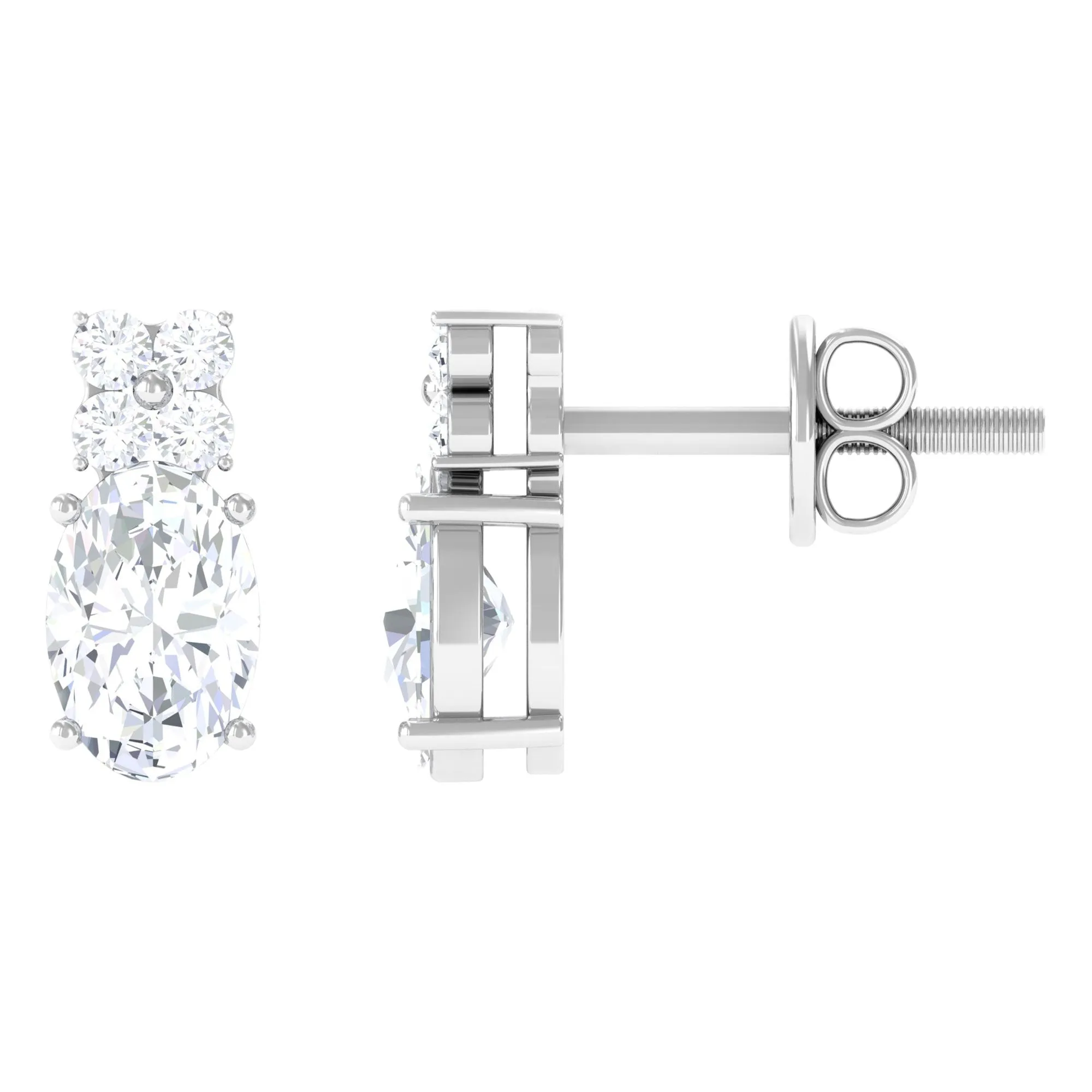 1.75 CT Certified Zircon Gold Stud Earrings in Prong Setting