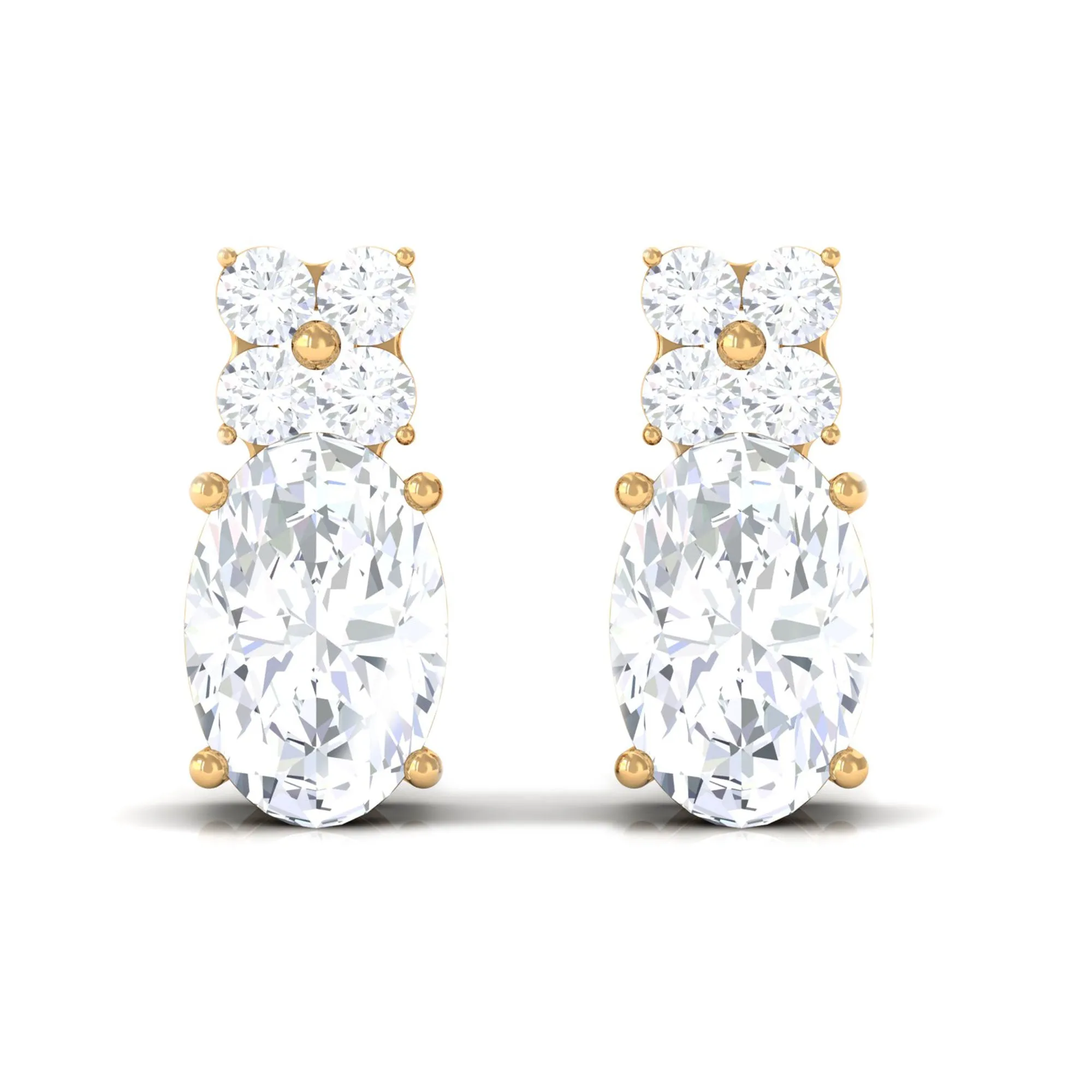 1.75 CT Certified Zircon Gold Stud Earrings in Prong Setting
