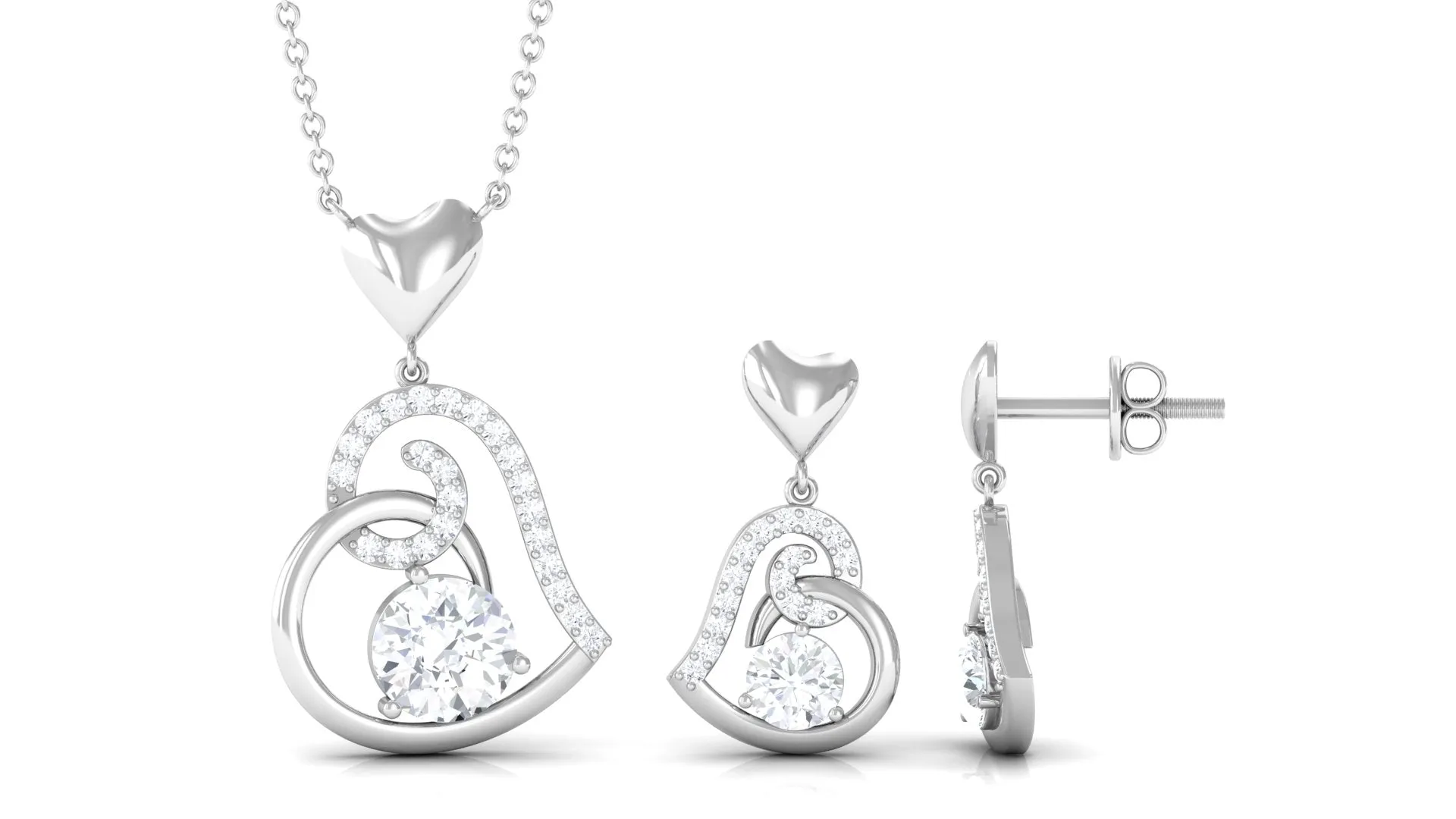 2 CT Cubic Zirconia Heart Drop Jewelry Set in Gold