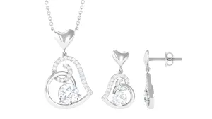 2 CT Cubic Zirconia Heart Drop Jewelry Set in Gold
