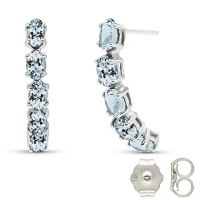 2.5 Carat 14K Solid White Gold Earrings Natural Aquamarine