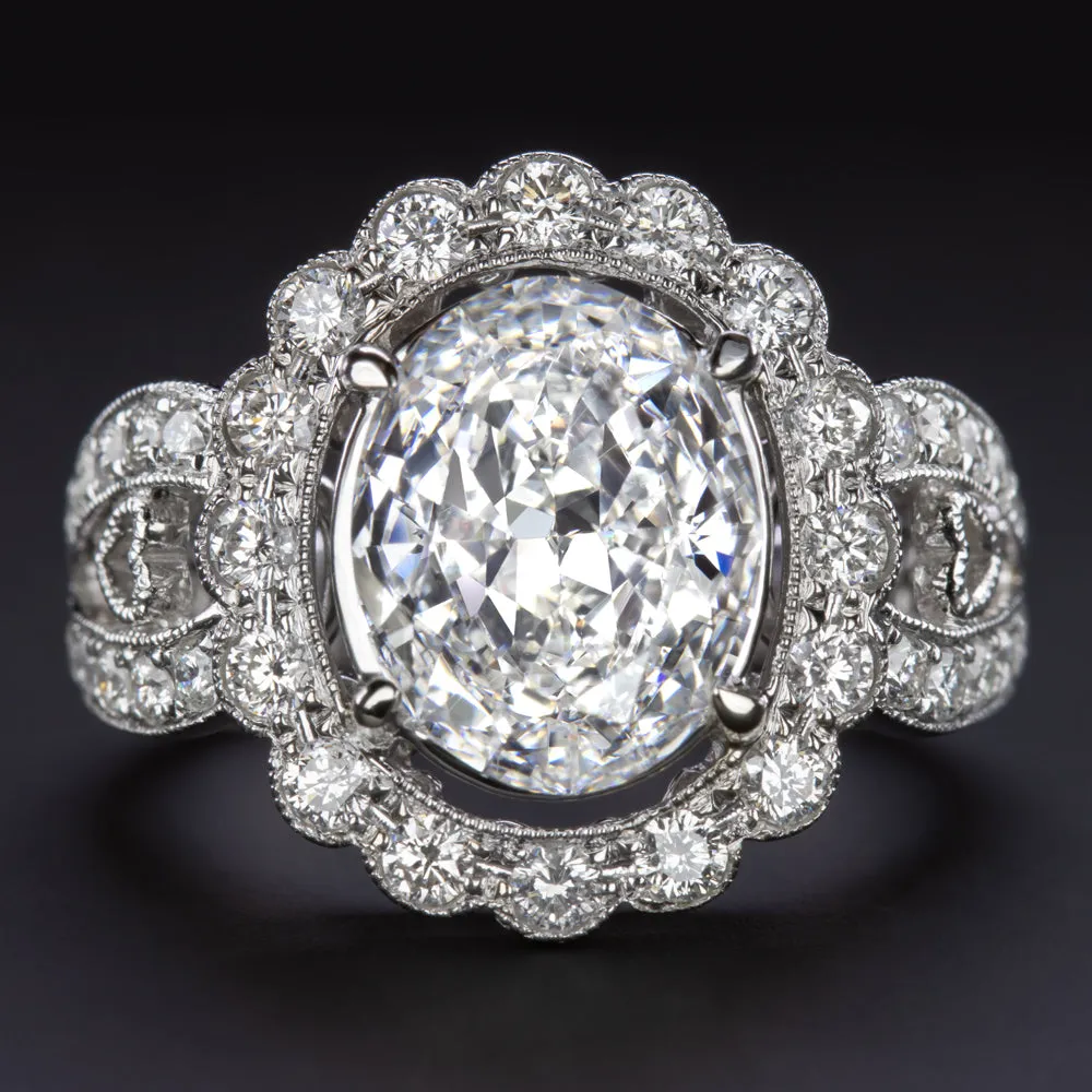 3 CARAT CERTIFIED E SI1 DIAMOND COCKTAIL RING 18k OVAL SHAPE HALO BIG NATURAL