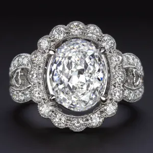 3 CARAT CERTIFIED E SI1 DIAMOND COCKTAIL RING 18k OVAL SHAPE HALO BIG NATURAL