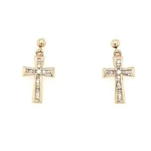 .33ct Diamond Cross 9ct Earrings